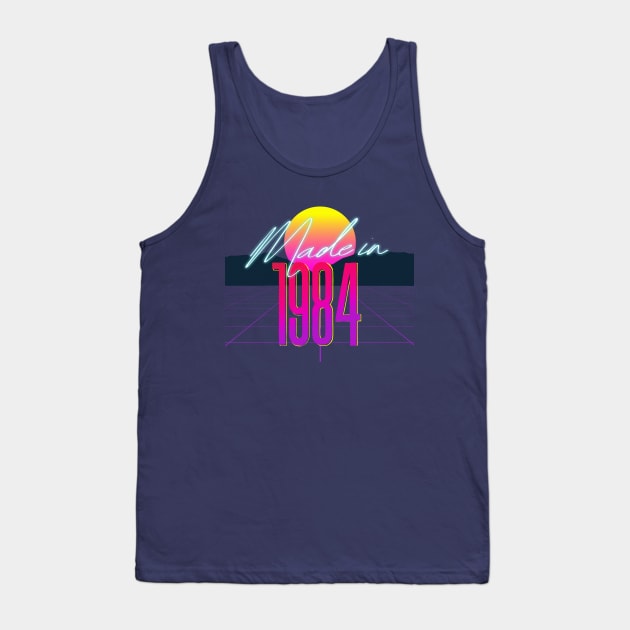 Made In 1984 ∆∆∆ VHS Retro 80s Outrun Birthday Design Tank Top by DankFutura